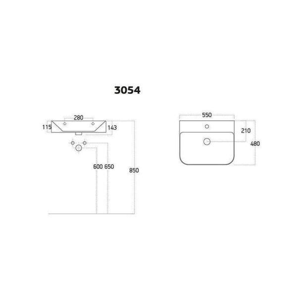 Lucco Allecra 55 cm Tezgah Üstü Lavabo Parlak Siyah