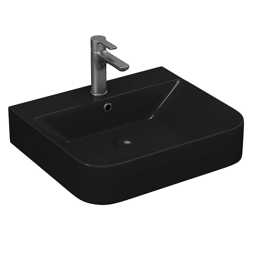 Lucco Allecra 55 cm Tezgah Üstü Lavabo Parlak Siyah