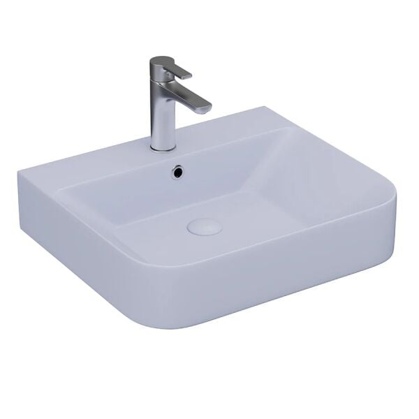 Lucco Allecra 55 cm Tezgah Üstü Lavabo Mat Buz Mavi