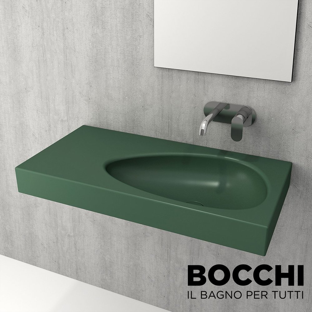 BOCCHI Etna Etajerli Lavabo, 90 cm Mat Yeşil