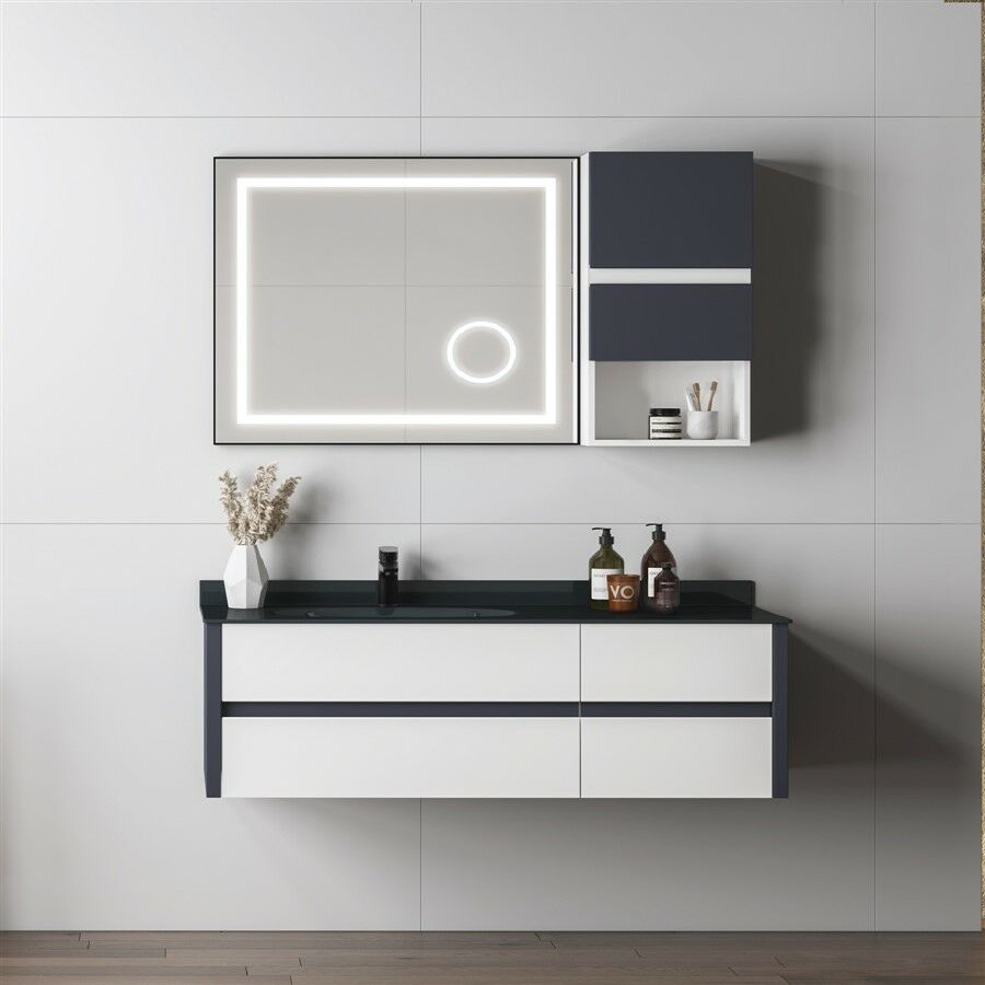 Fym Bianca Banyo Dolabı 122 Cm Antrasit-Beyaz