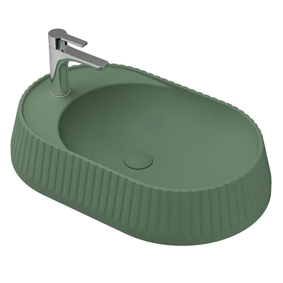 Lucco Pier 65 cm Tezgah Üstü Lavabo Mat Yeşil
