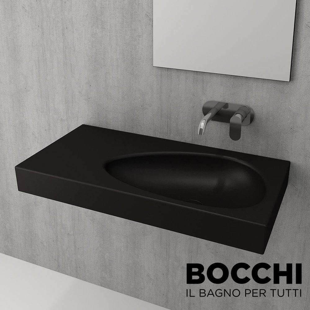 BOCCHI Etna Etajerli Lavabo, 90 cm Mat Siyah