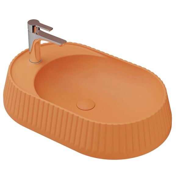 Lucco Pier 65 cm Tezgah Üstü Lavabo Mat Turuncu