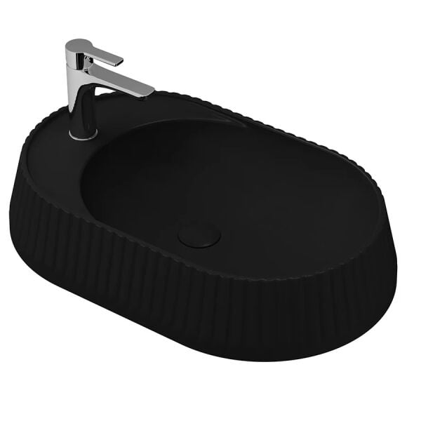 Lucco Pier 65 cm Tezgah Üstü Lavabo Mat Siyah