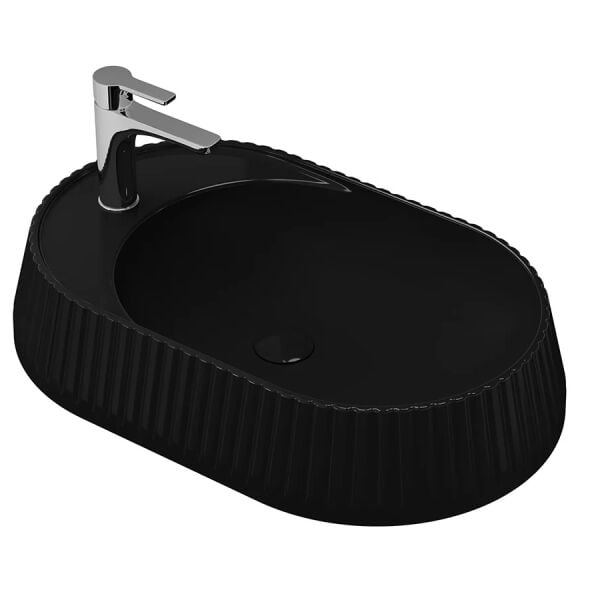 Lucco Pier 65 cm Tezgah Üstü Lavabo Parlak Siyah