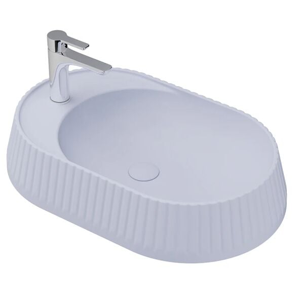 Lucco Pier 65 cm Tezgah Üstü Lavabo Mat Buz Mavi