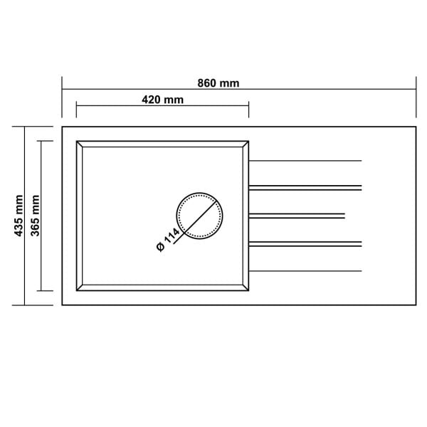 RealStone Assos 86 XL Tek Gözlü Damlalıklı Granit Eviye Krem