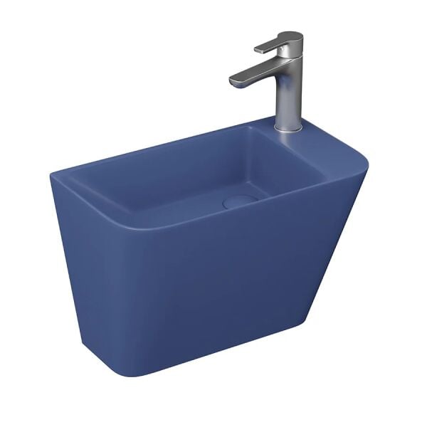 Lucco Primo 50 cm Mini Monoblok Lavabo, Mat Petrol Mavi