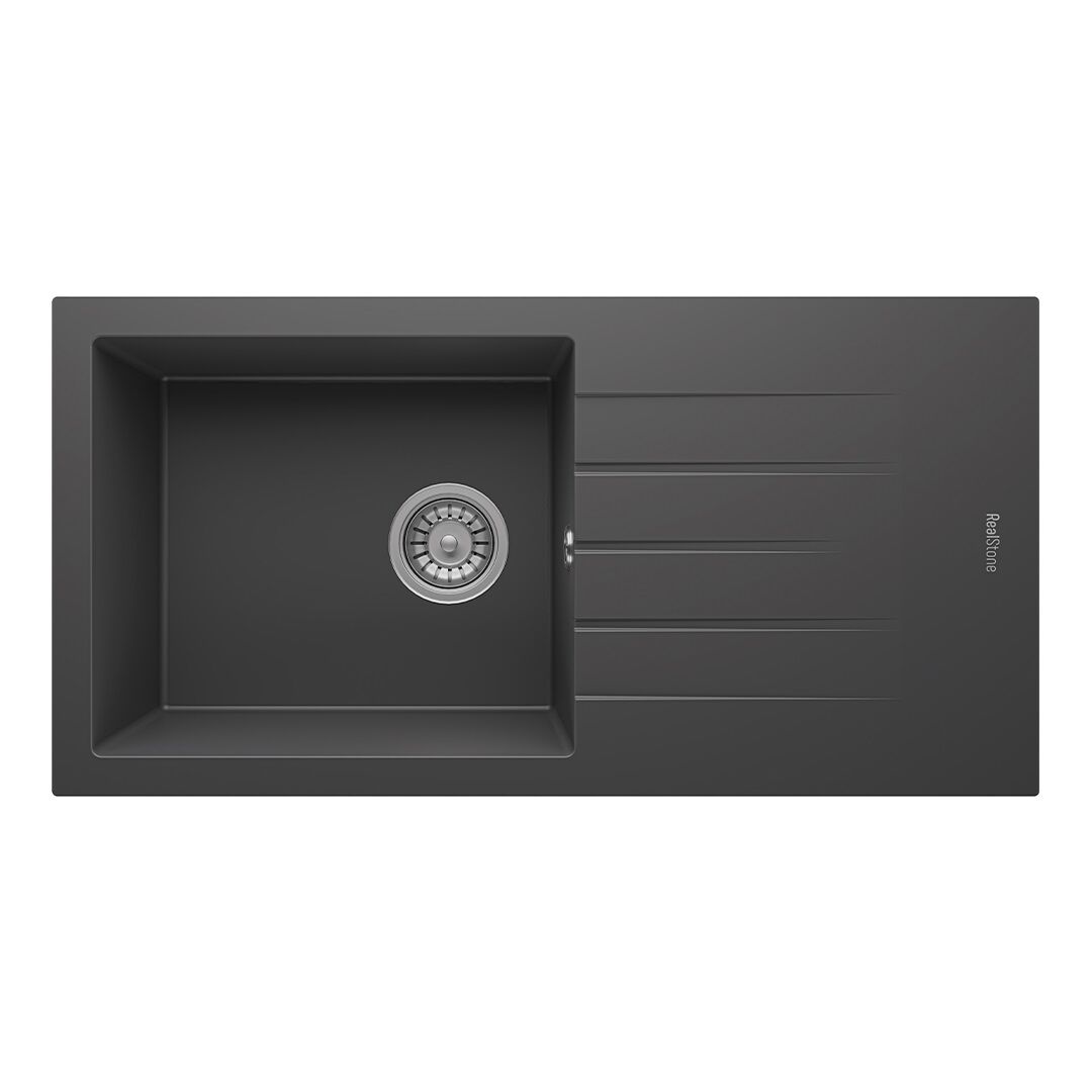 RealStone Assos 86 XL Tek Gözlü Damlalıklı Granit Eviye Antrasit