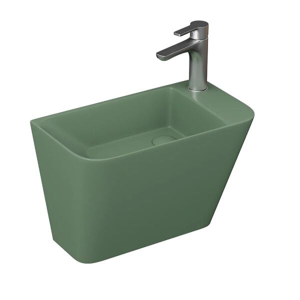 Lucco Primo 50 cm Mini Monoblok Lavabo, Mat Yeşil