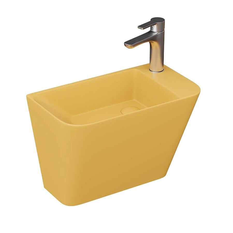 Lucco Primo 50 cm Mini Monoblok Lavabo, Mat Hardal Sarı