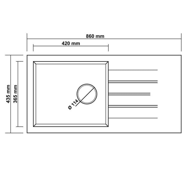RealStone Assos 86 XL Tek Gözlü Damlalıklı Granit Eviye Beyaz