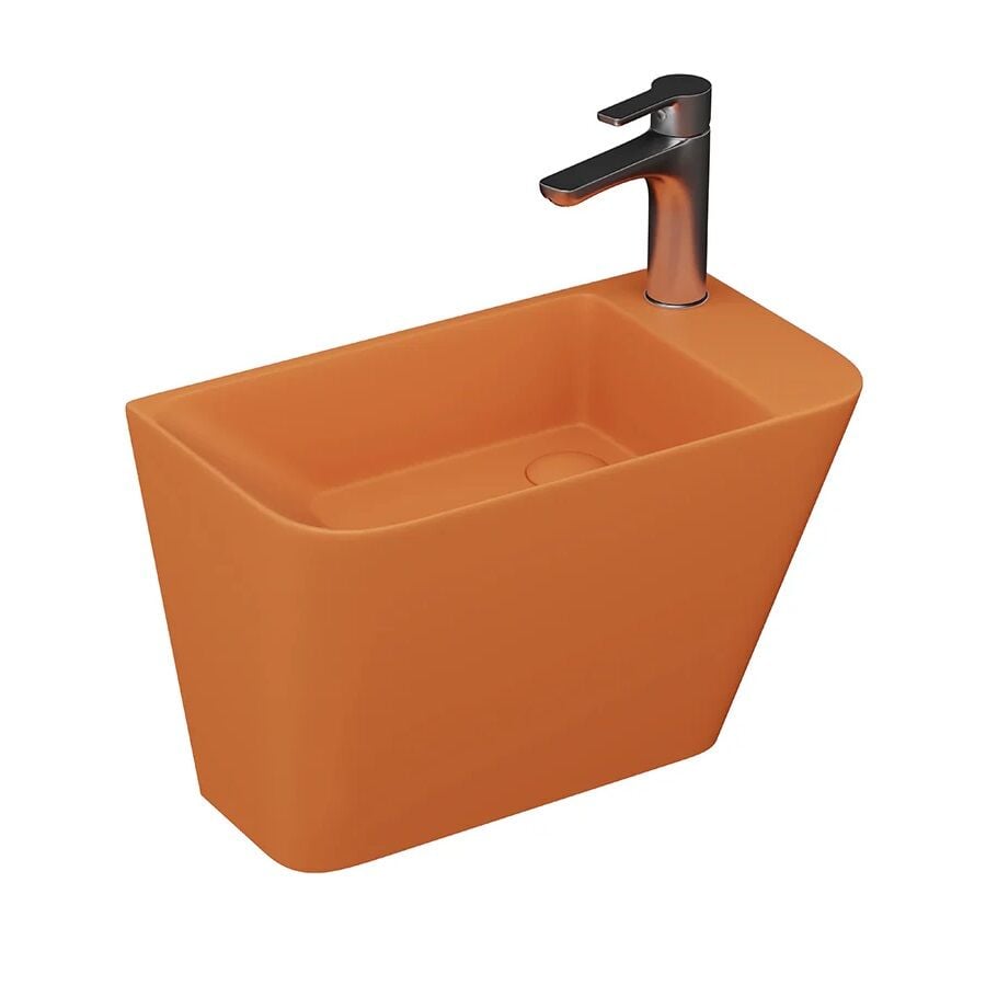 Lucco Primo 50 cm Mini Monoblok Lavabo, Mat Turuncu