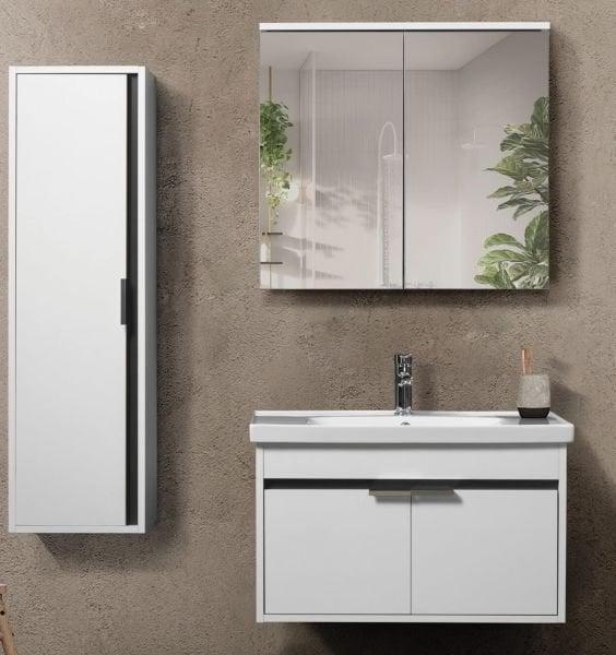 Bagnora Mare 80 cm Beyaz Banyo Dolabı