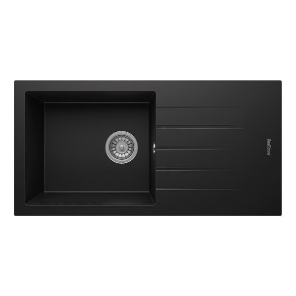 RealStone Assos 86 XL Tek Gözlü Damlalıklı Granit Eviye Siyah