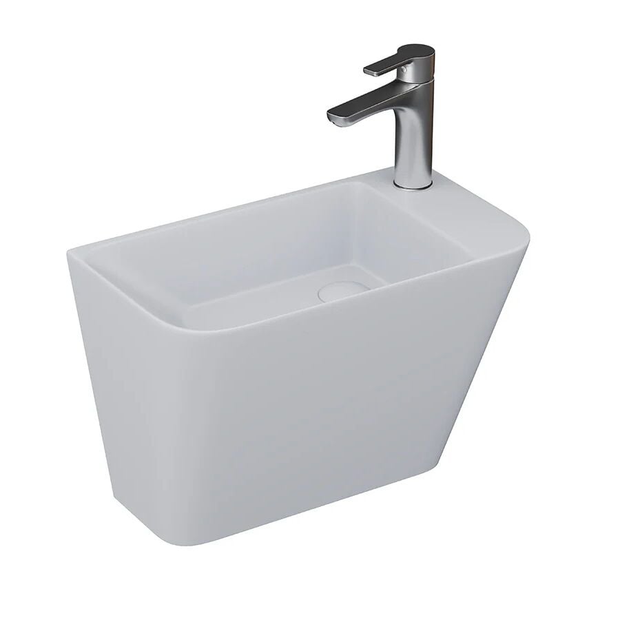 Lucco Primo 50 cm Mini Monoblok Lavabo, Mat Gümüş Gri
