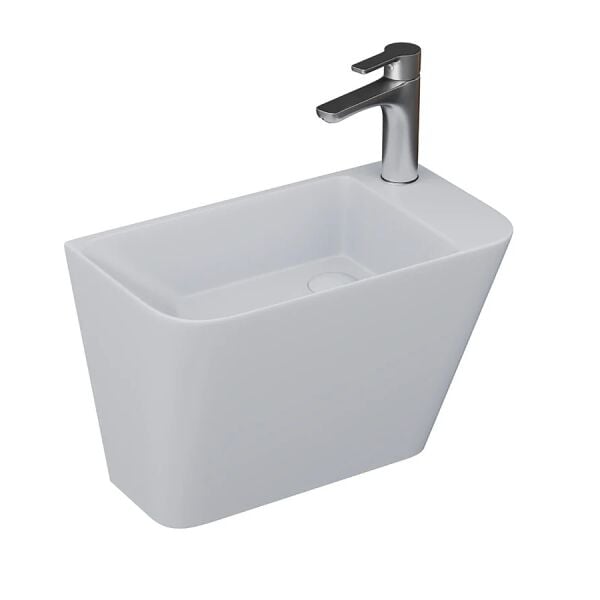 Lucco Primo 50 cm Mini Monoblok Lavabo, Mat Gümüş Gri