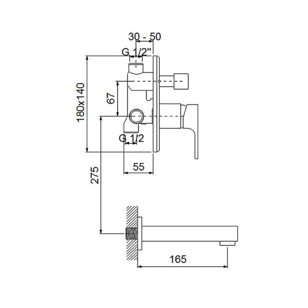 NEWARC - Aqua Ankastre Banyo Bataryası Valfsiz Gaga 941111