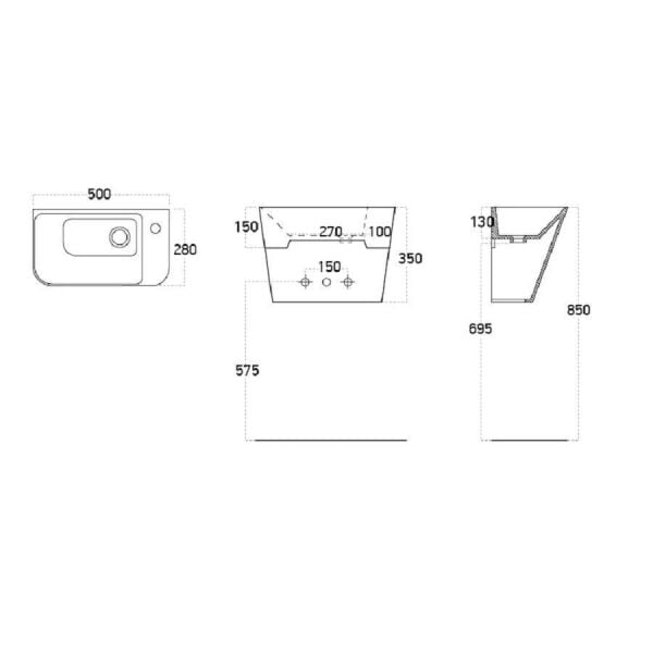 Lucco Primo 50 cm Mini Monoblok Lavabo, Mat Antrasit
