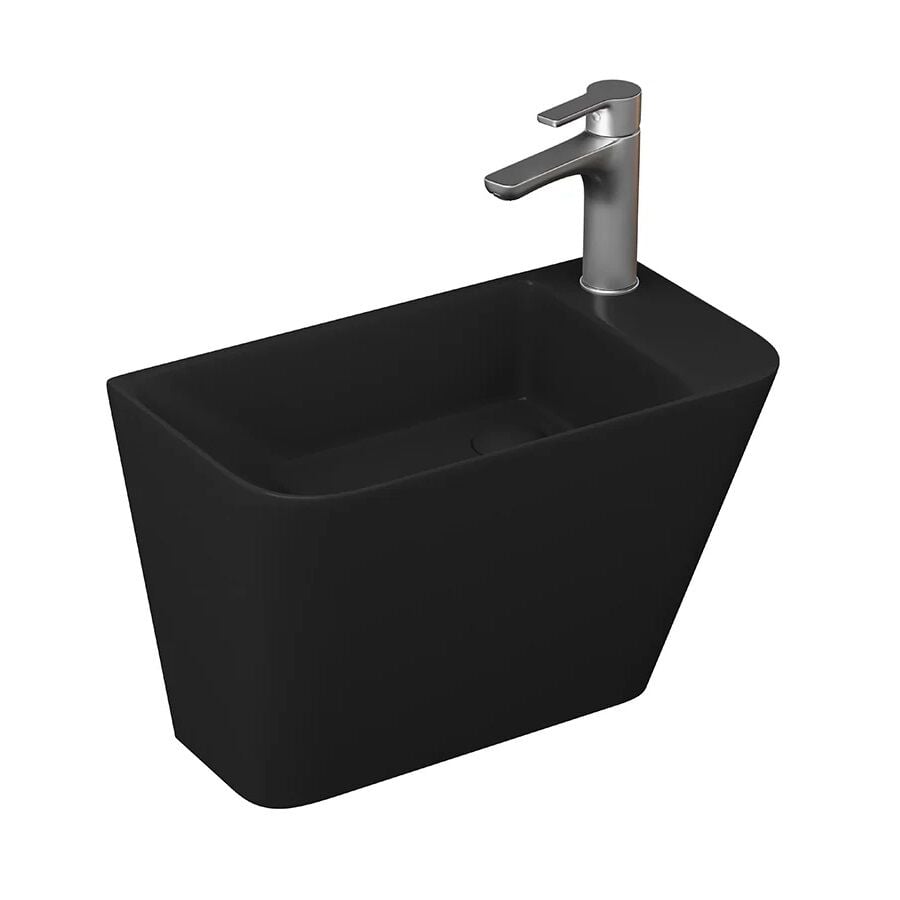 Lucco Primo 50 cm Mini Monoblok Lavabo, Mat Siyah