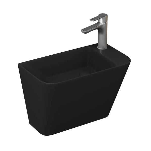 Lucco Primo 50 cm Mini Monoblok Lavabo, Mat Siyah