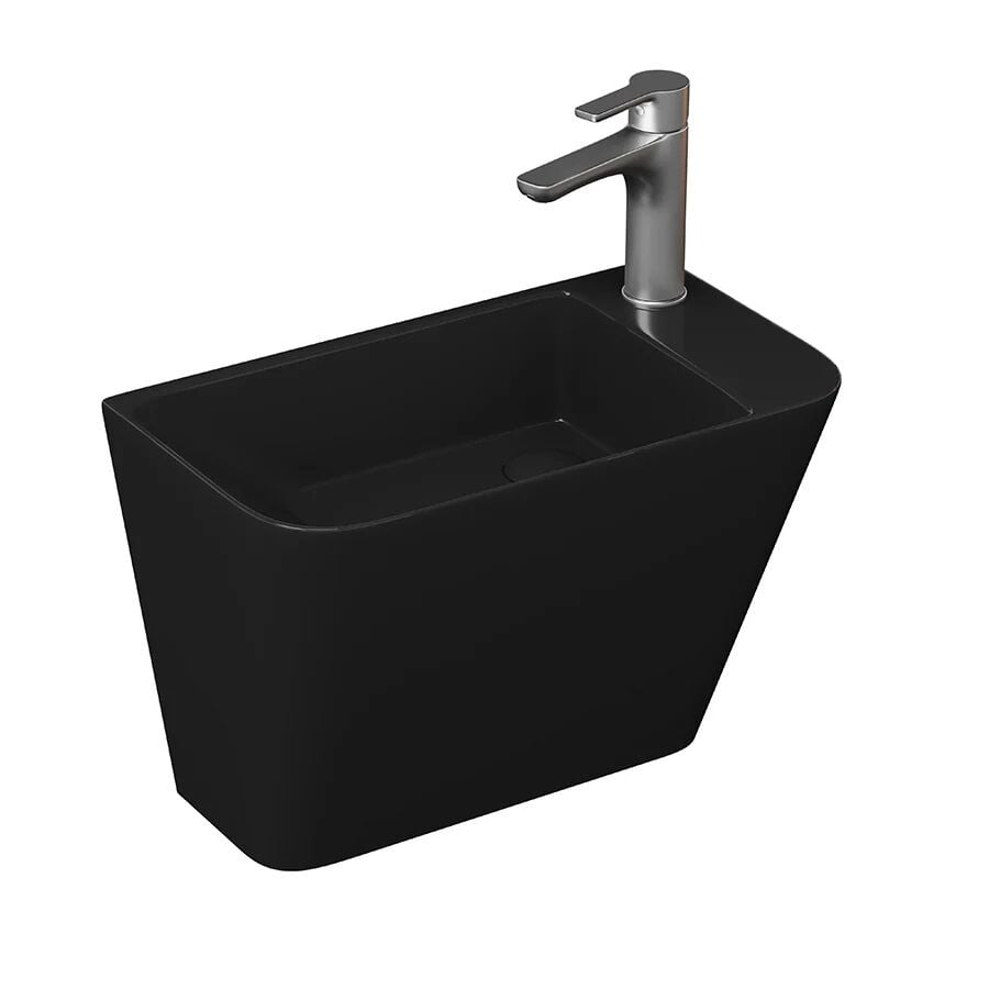 Lucco Primo 50 cm Mini Monoblok Lavabo, Parlak Siyah