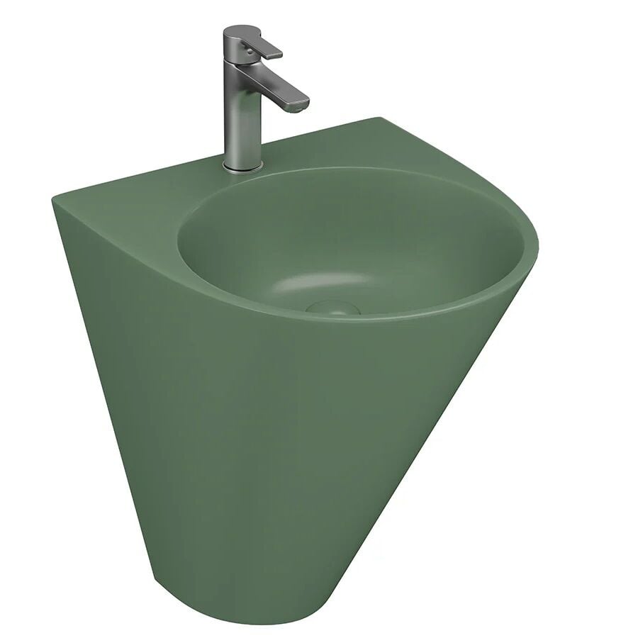 Lucco Garcia 48 cm Monoblok Lavabo, Mat Yeşil