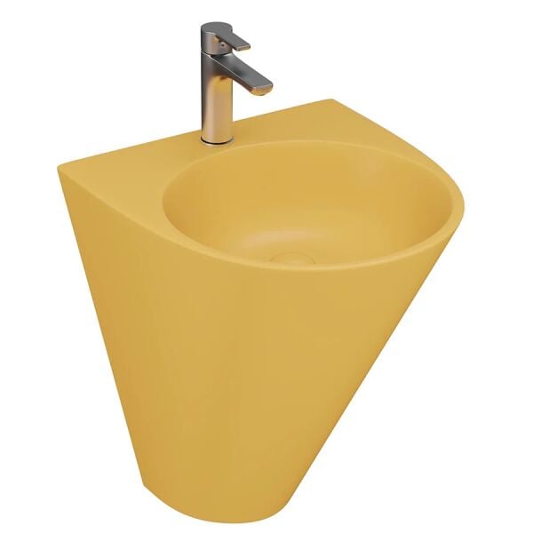 Lucco Garcia 48 cm Monoblok Lavabo, Mat Hardal Sarı