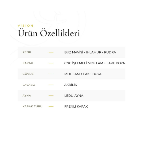 Belinza Vision 100 cm Banyo Dolabı Pudra