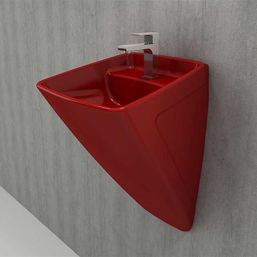 BOCCHI Firenze Asma Monoblok Lavabo Parlak Kırmızı