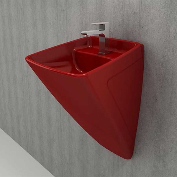 BOCCHI Firenze Asma Monoblok Lavabo Parlak Kırmızı