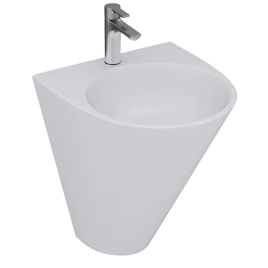 Lucco Garcia 48 cm Monoblok Lavabo, Mat Gümüş Gri