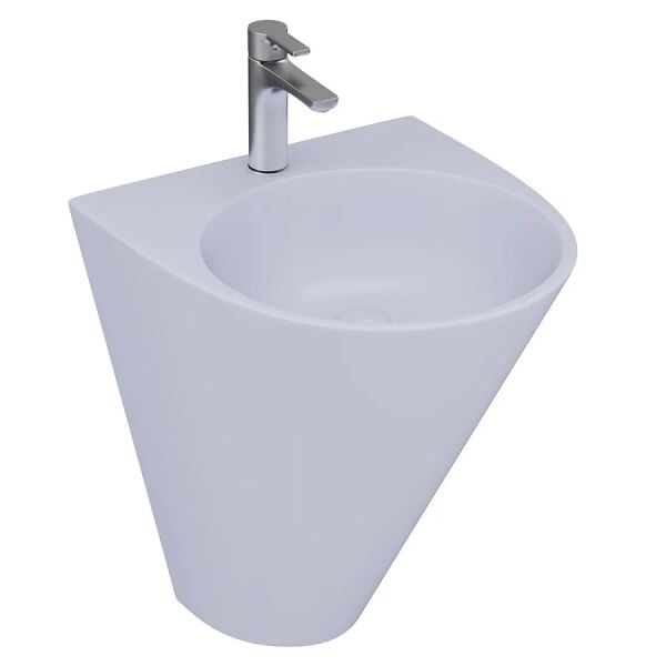 Lucco Garcia 48 cm Monoblok Lavabo, Mat Buz Mavi