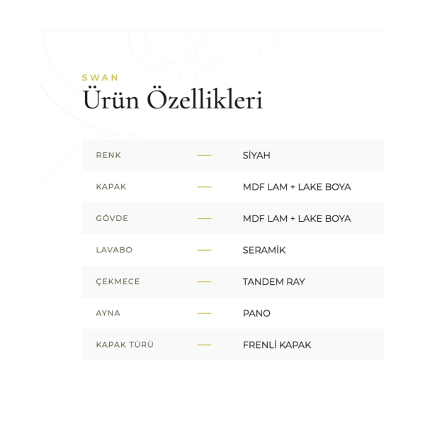 Belinza Swan 110 cm Banyo Dolabı Siyah