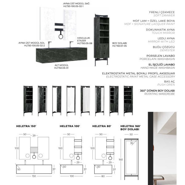 Belinza Heletra 150 cm Banyo Dolabı