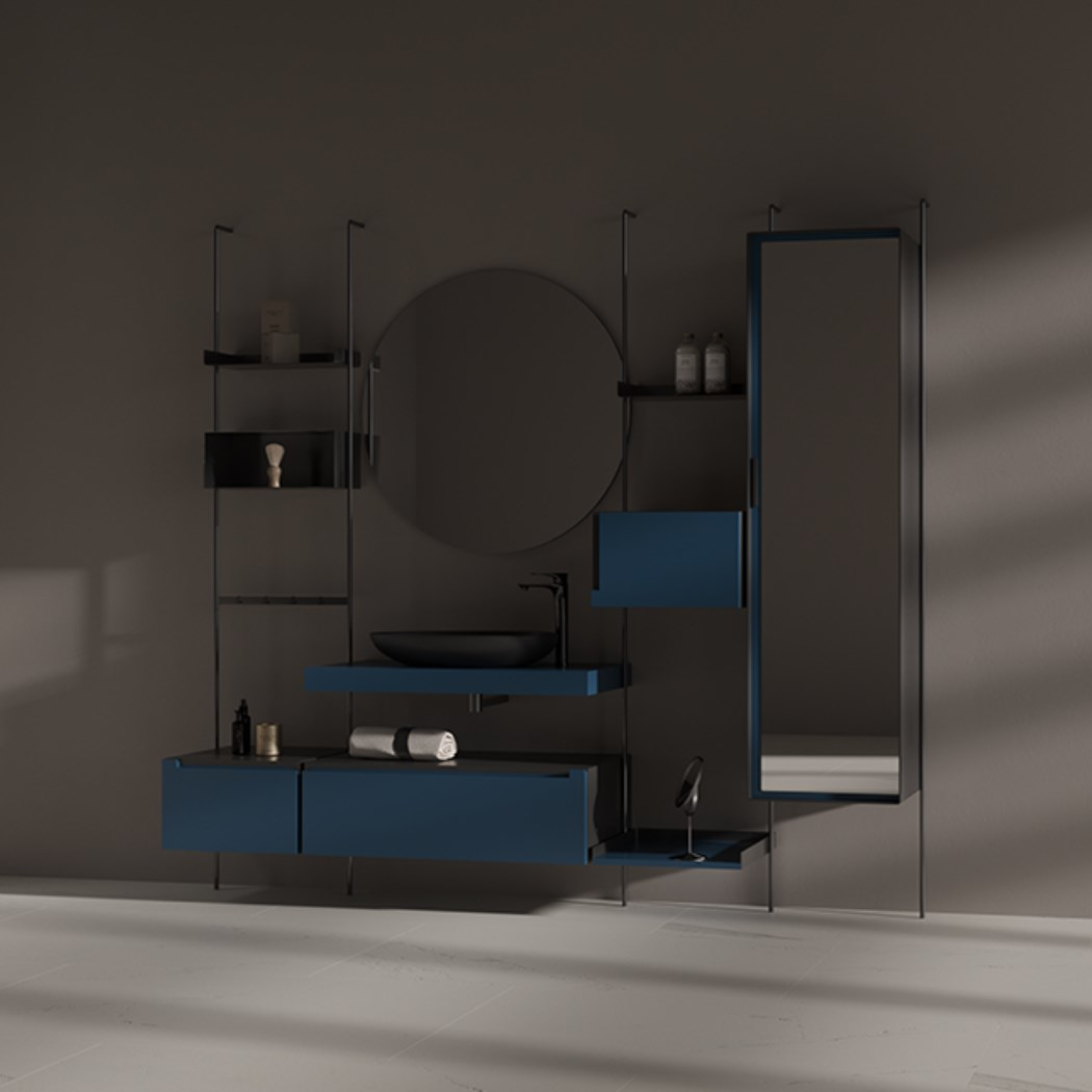 Belinza Set-10 180 cm Banyo Dolabı Gece Mavisi