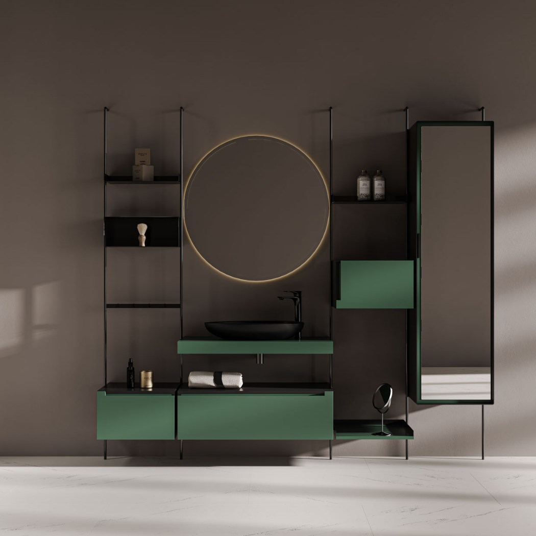 Belinza Set-10 180 cm Banyo Dolabı Doğal Yeşil