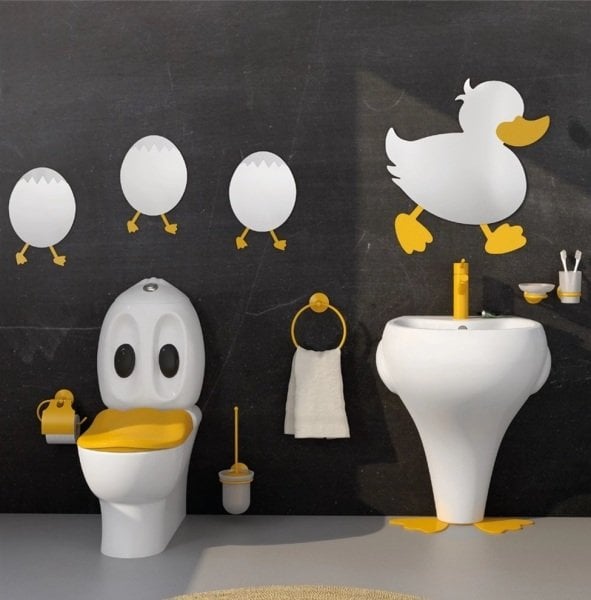 CREAVİT Ducky Duvara Dayalı Klozet Rezervuar, Mavi