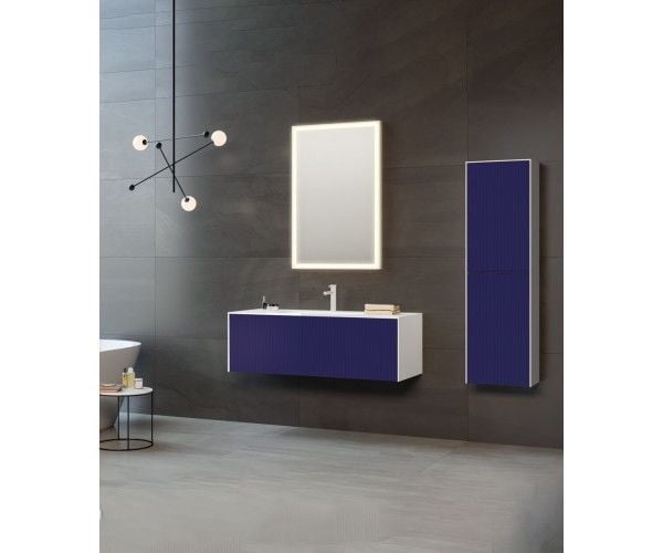 Orka Cube 120 cm Mat Lacivert Banyo Dolabı