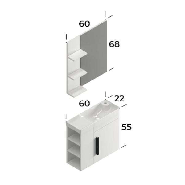 Smart Sahra 60 cm Barok Banyo Dolabı