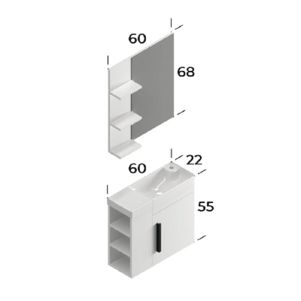 Smart Sahra 60 cm Barok Banyo Dolabı