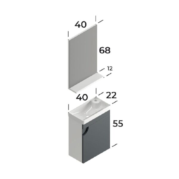 Smart Mini 40 cm Antrasit Banyo Dolabı