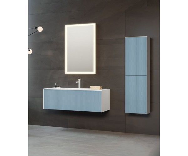 Orka Cube 120 cm Mat Açık Mavi Banyo Dolabı