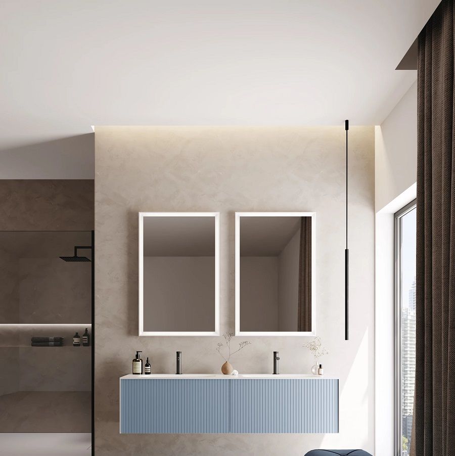 Orka Cube 160 cm Mat Açık Mavi Banyo Dolabı