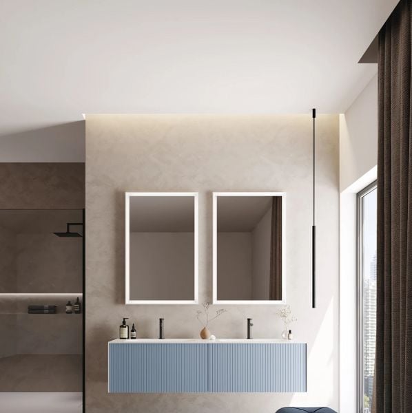Orka Cube 160 cm Mat Açık Mavi Banyo Dolabı