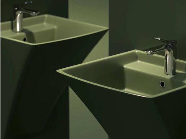 Lucco Loop 50 cm Monoblok Lavabo, Mat Yeşil