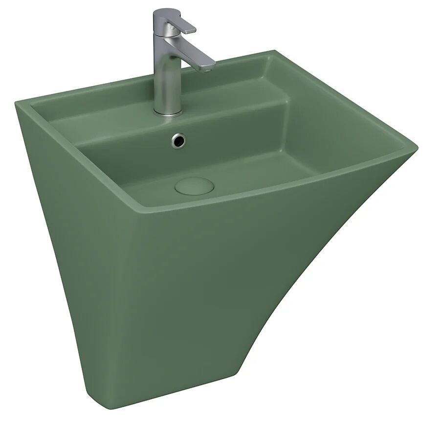 Lucco Loop 50 cm Monoblok Lavabo, Mat Yeşil