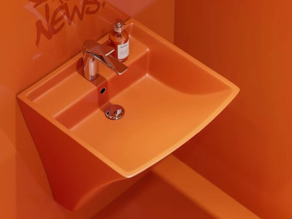 Lucco Loop 50 cm Monoblok Lavabo, Mat Turuncu