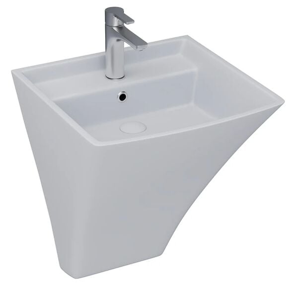 Lucco Loop 50 cm Monoblok Lavabo, Mat Gümüş Gri